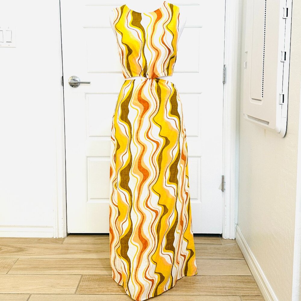 NWOT MINKPINK ZIGGY 70S SWIRL TWIST DRESS MEDIUM